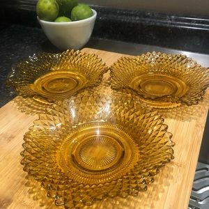 SET of three vintage amber glass candy, trinket dishes. Under a candle 🤔